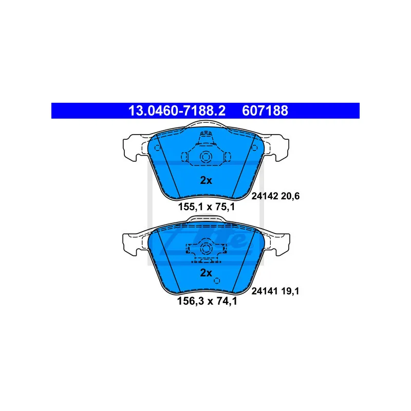 Jeu de 4 plaquettes de frein avant ATE 13.0460-7188.2
