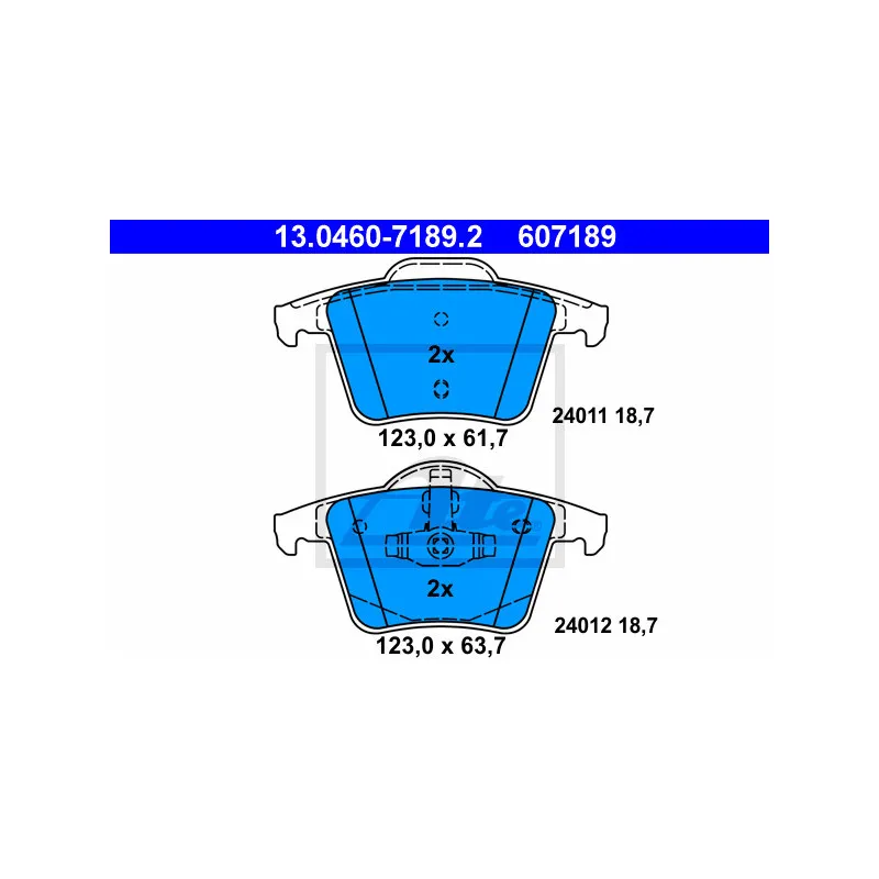 Jeu de 4 plaquettes de frein arrière ATE 13.0460-7189.2