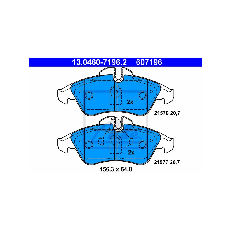 Jeu de 4 plaquettes de frein avant ATE 13.0460-7196.2