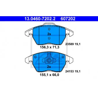 Jeu de 4 plaquettes de frein avant ATE 13.0460-7202.2