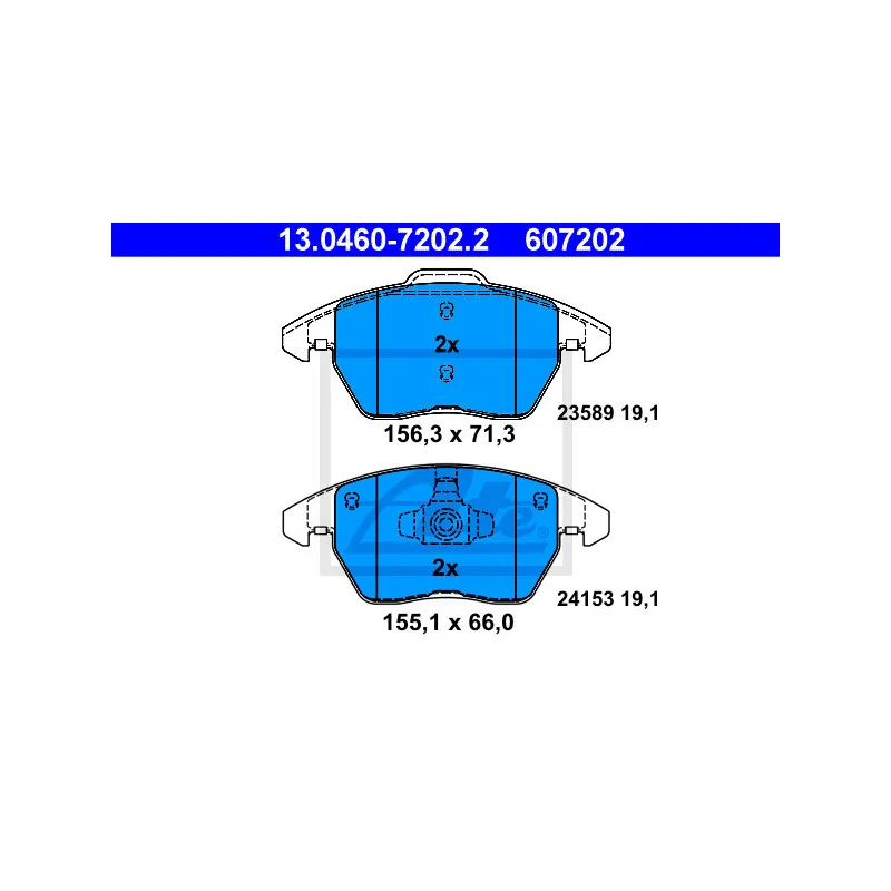 Jeu de 4 plaquettes de frein avant ATE 13.0460-7202.2