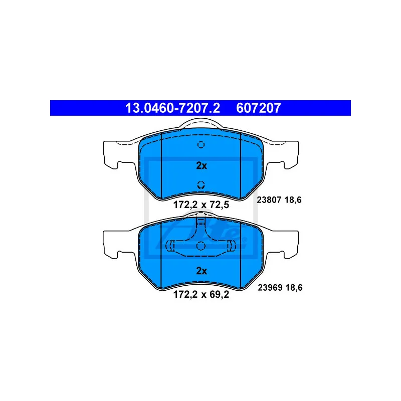 Jeu de 4 plaquettes de frein avant ATE 13.0460-7207.2