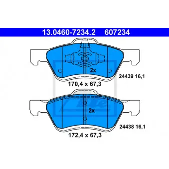 Jeu de 4 plaquettes de frein avant ATE 13.0460-7234.2