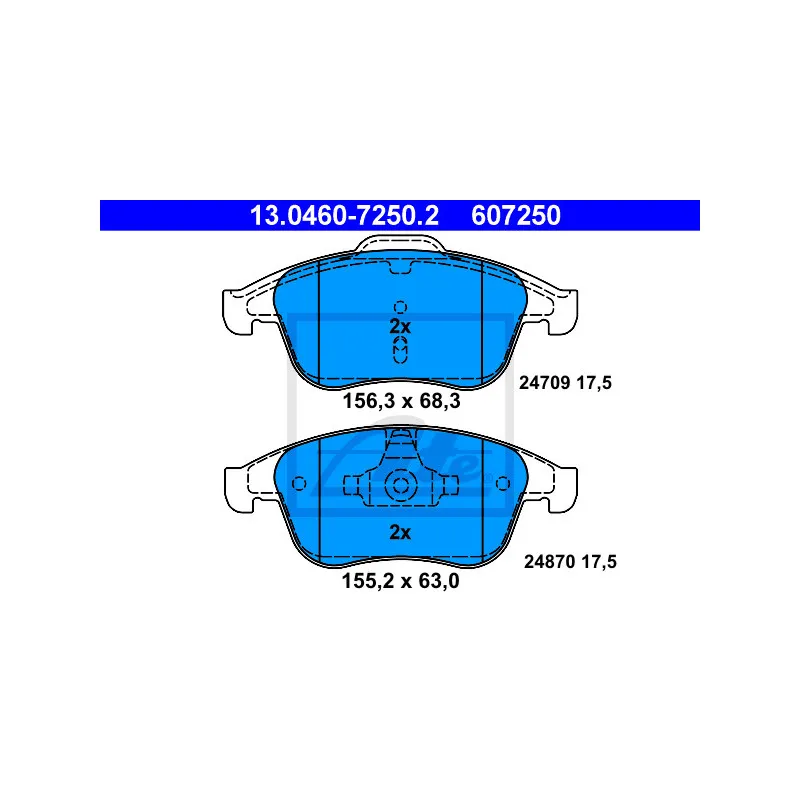 Jeu de 4 plaquettes de frein avant ATE 13.0460-7250.2