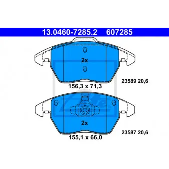 Jeu de 4 plaquettes de frein avant ATE 13.0460-7285.2