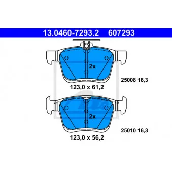 Jeu de 4 plaquettes de frein arrière ATE 13.0460-7293.2