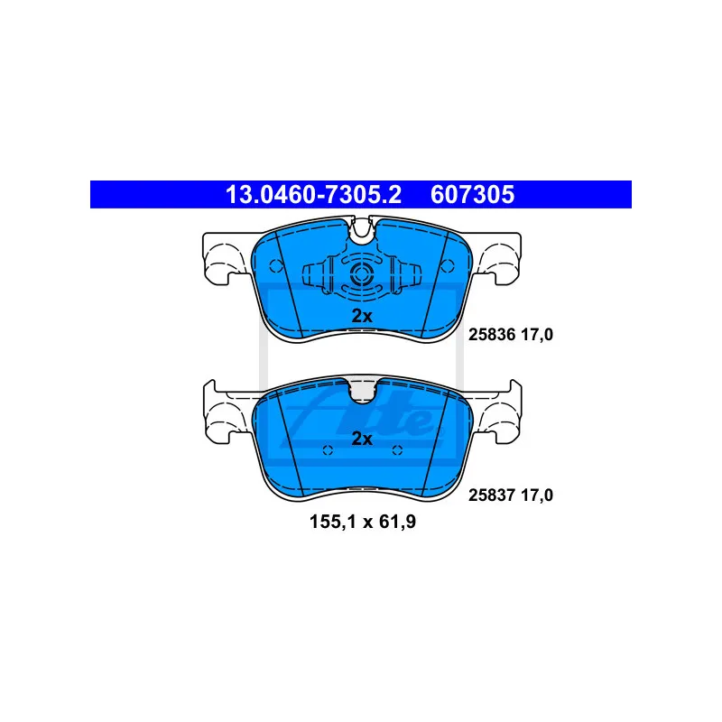 Jeu de 4 plaquettes de frein avant ATE 13.0460-7305.2