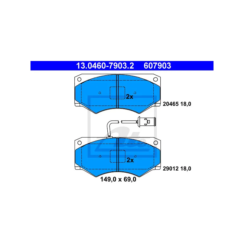 Jeu de 4 plaquettes de frein avant ATE 13.0460-7903.2