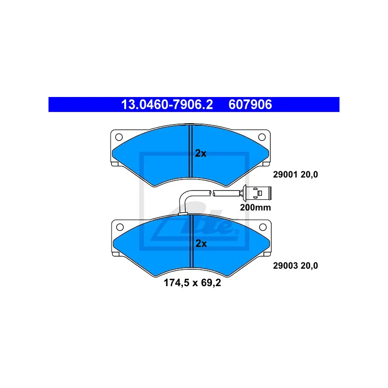 Jeu de 4 plaquettes de frein avant ATE 13.0460-7906.2