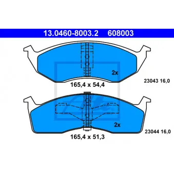 Jeu de 4 plaquettes de frein avant ATE 13.0460-8003.2