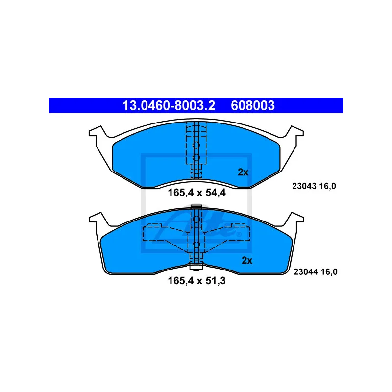 Jeu de 4 plaquettes de frein avant ATE 13.0460-8003.2