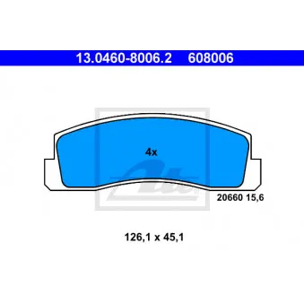 Jeu de 4 plaquettes de frein avant ATE 13.0460-8006.2