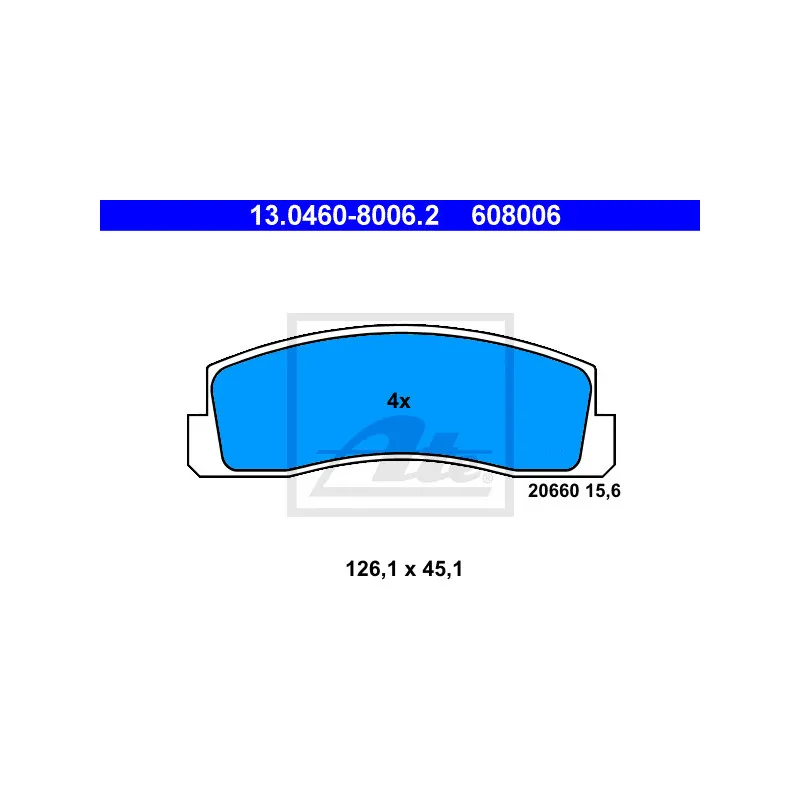Jeu de 4 plaquettes de frein avant ATE 13.0460-8006.2