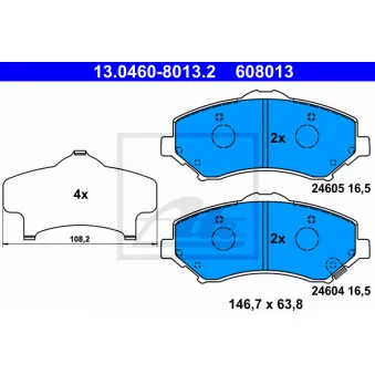 Jeu de 4 plaquettes de frein avant ATE 13.0460-8013.2