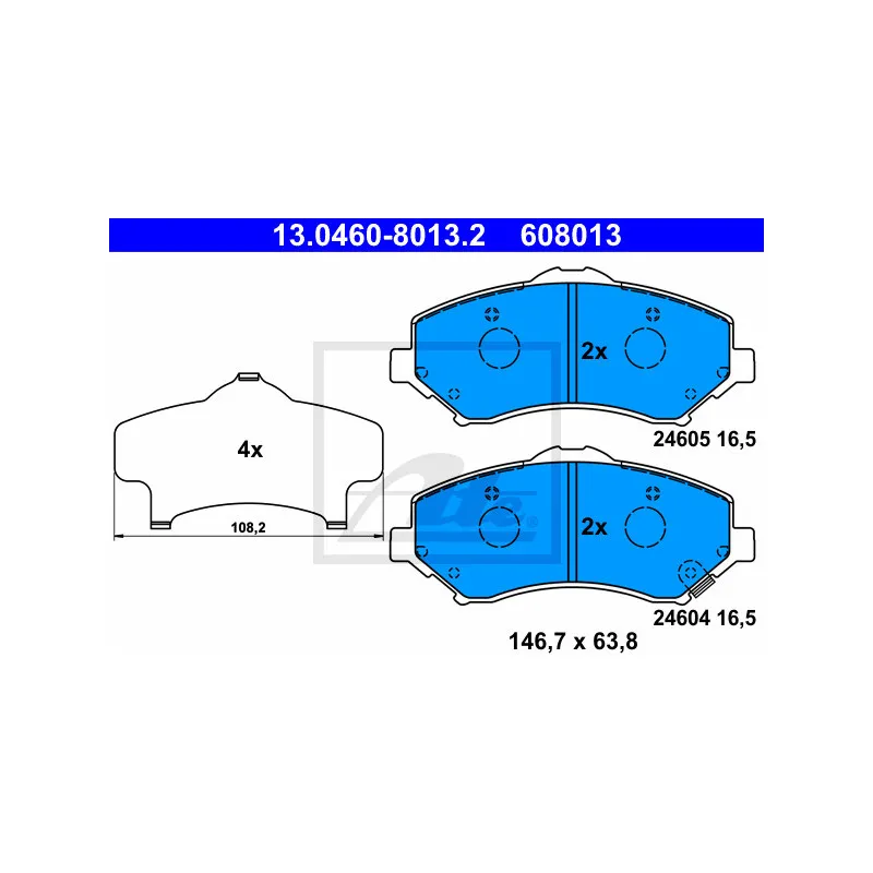 Jeu de 4 plaquettes de frein avant ATE 13.0460-8013.2