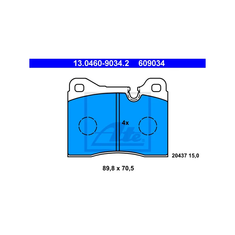 Jeu de 4 plaquettes de frein avant ATE 13.0460-9034.2
