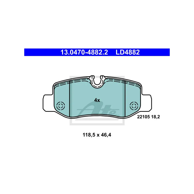 Jeu de 4 plaquettes de frein arrière ATE 13.0470-4882.2