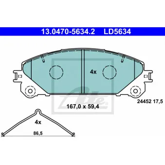 Jeu de 4 plaquettes de frein avant ATE 13.0470-5634.2