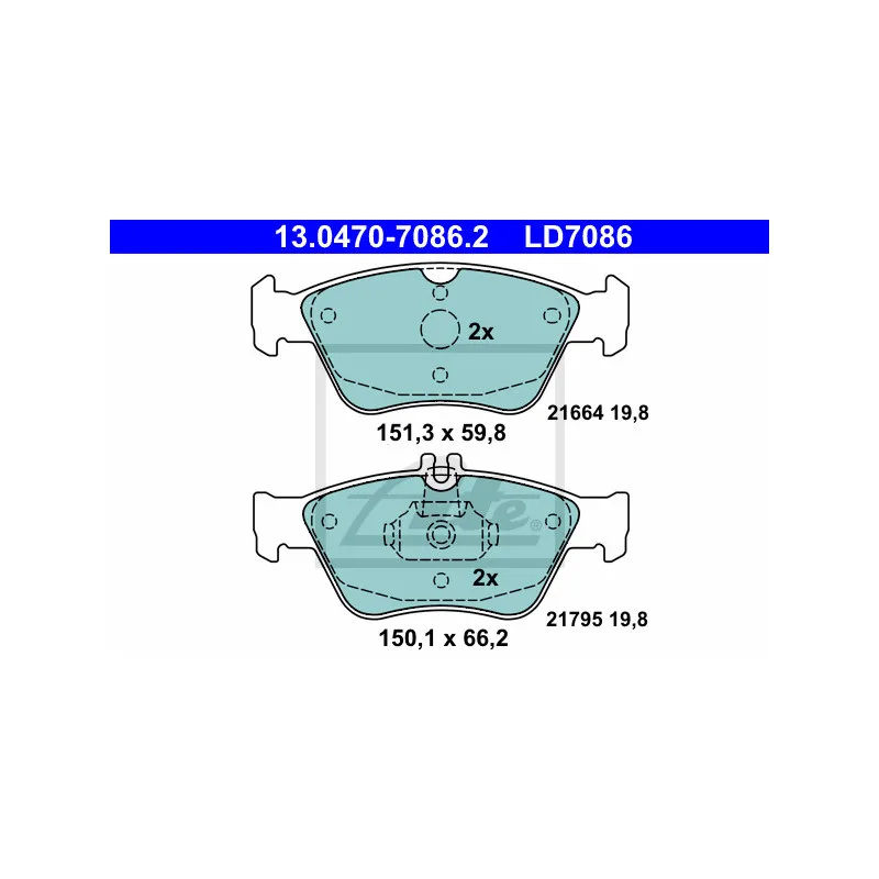 Jeu de 4 plaquettes de frein avant ATE 13.0470-7086.2
