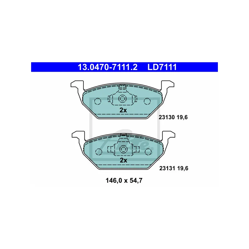 Jeu de 4 plaquettes de frein avant ATE 13.0470-7111.2