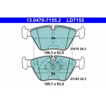 Jeu de 4 plaquettes de frein avant ATE 13.0470-7155.2