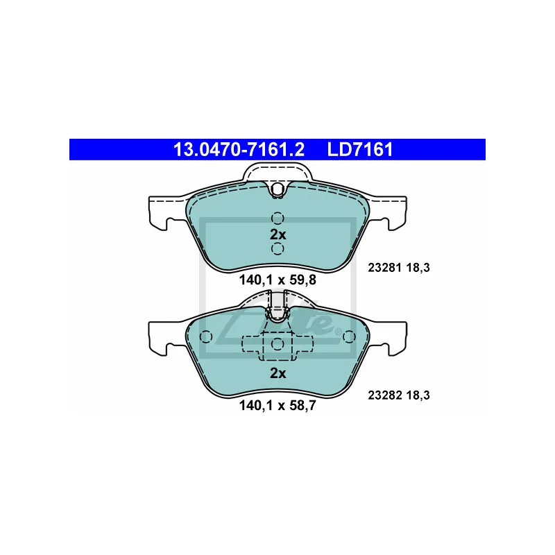 Jeu de 4 plaquettes de frein avant ATE 13.0470-7161.2