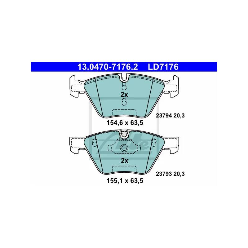 Jeu de 4 plaquettes de frein avant ATE 13.0470-7176.2