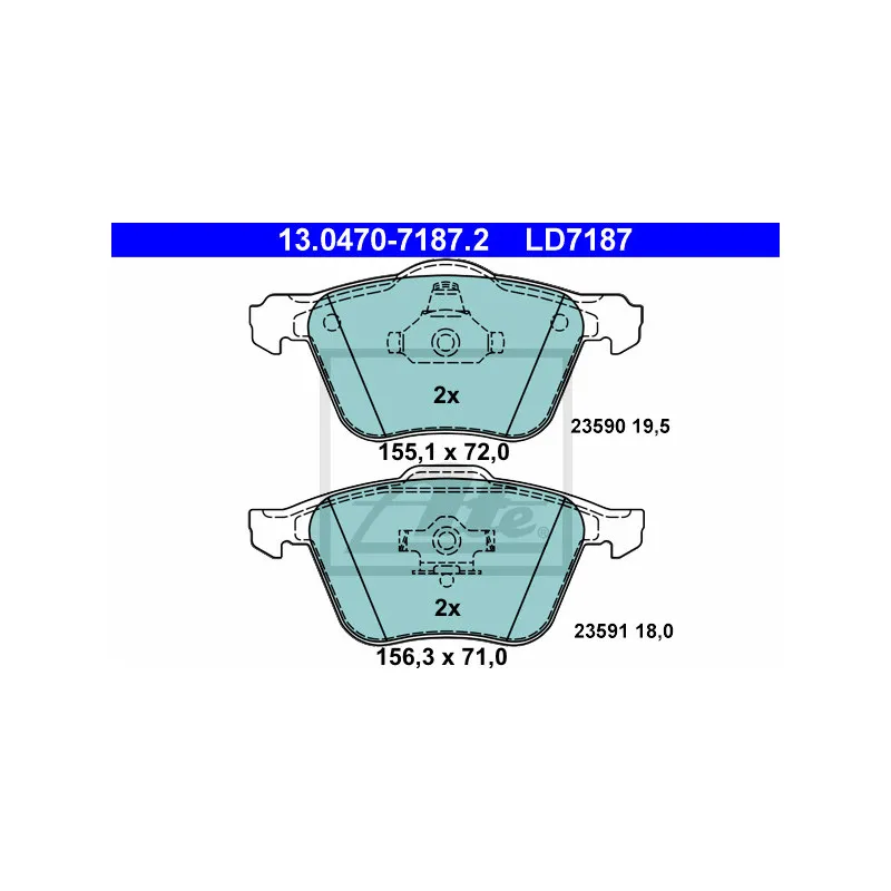 Jeu de 4 plaquettes de frein avant ATE 13.0470-7187.2