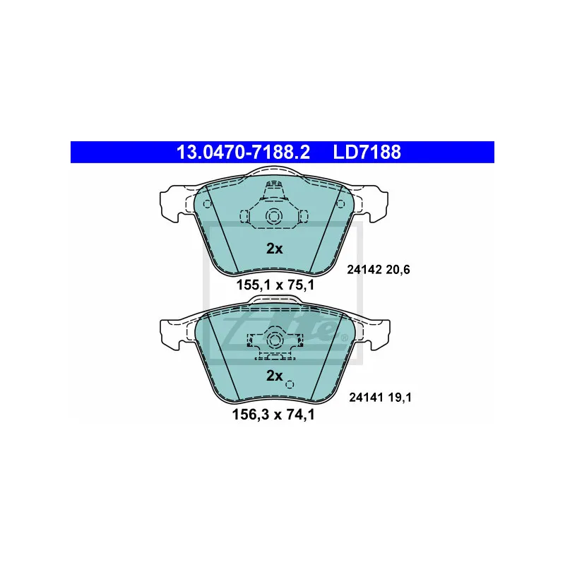 Jeu de 4 plaquettes de frein avant ATE 13.0470-7188.2