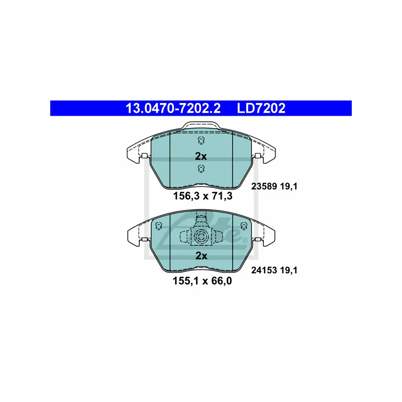 Jeu de 4 plaquettes de frein avant ATE 13.0470-7202.2