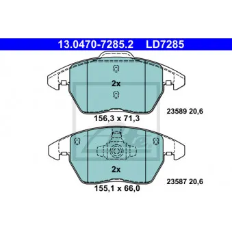 Jeu de 4 plaquettes de frein avant ATE 13.0470-7285.2