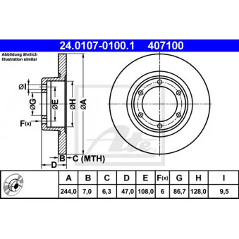 Jeu de 2 disques de frein avant ATE 24.0107-0100.1