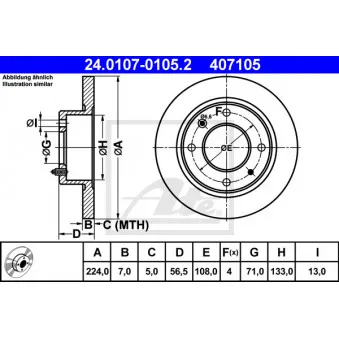 Jeu de 2 disques de frein arrière ATE 24.0107-0105.2