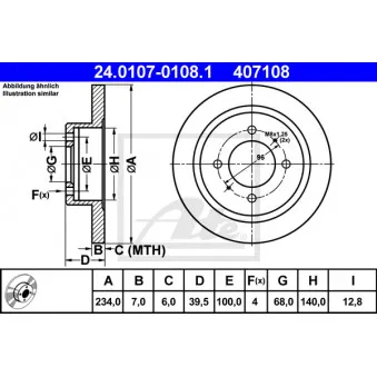 Jeu de 2 disques de frein arrière ATE 24.0107-0108.1