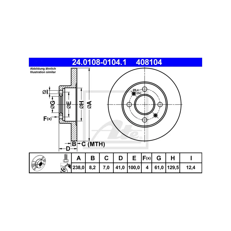 Jeu de 2 disques de frein avant ATE 24.0108-0104.1