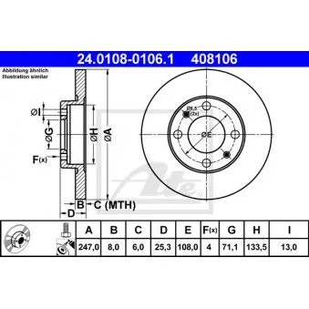 Jeu de 2 disques de frein arrière ATE 24.0108-0106.1
