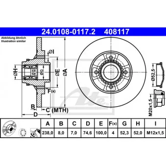 Jeu de 2 disques de frein arrière ATE 24.0108-0117.2