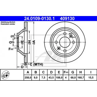 Jeu de 2 disques de frein arrière ATE 24.0109-0130.1