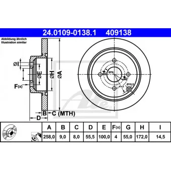 Jeu de 2 disques de frein arrière ATE 24.0109-0138.1