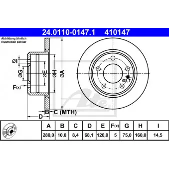 Jeu de 2 disques de frein arrière ATE 24.0110-0147.1