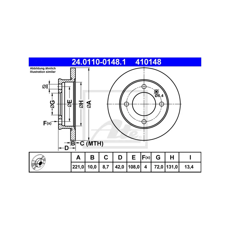 Jeu de 2 disques de frein avant ATE 24.0110-0148.1
