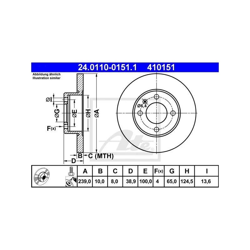 Jeu de 2 disques de frein avant ATE 24.0110-0151.1