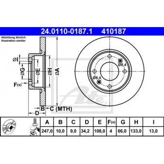 Jeu de 2 disques de frein avant ATE 24.0110-0187.1