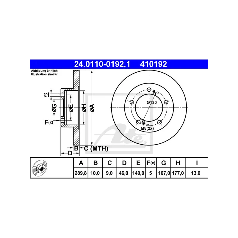 Jeu de 2 disques de frein avant ATE 24.0110-0192.1
