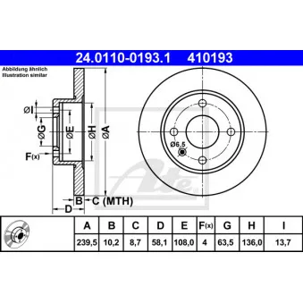 Jeu de 2 disques de frein avant ATE 24.0110-0193.1