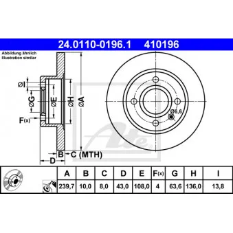 Jeu de 2 disques de frein avant ATE 24.0110-0196.1