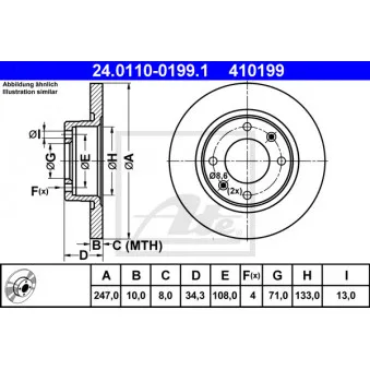 Jeu de 2 disques de frein arrière ATE 24.0110-0199.1