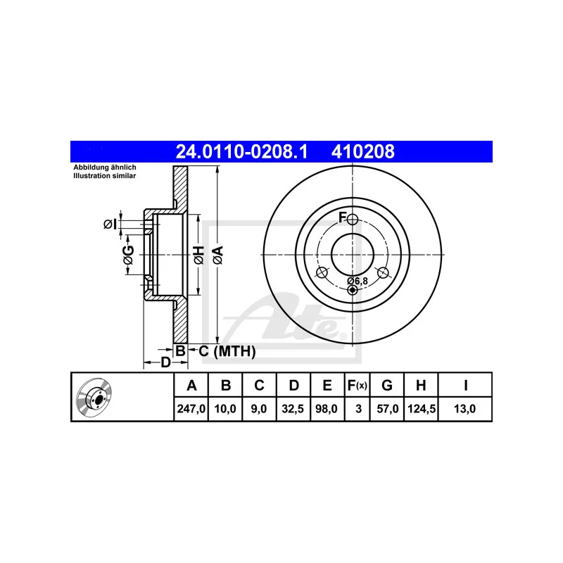 Jeu de 2 disques de frein avant ATE 24.0110-0208.1