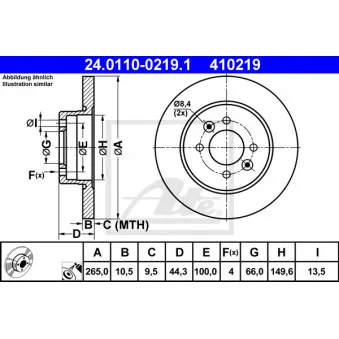 Jeu de 2 disques de frein arrière ATE 24.0110-0219.1
