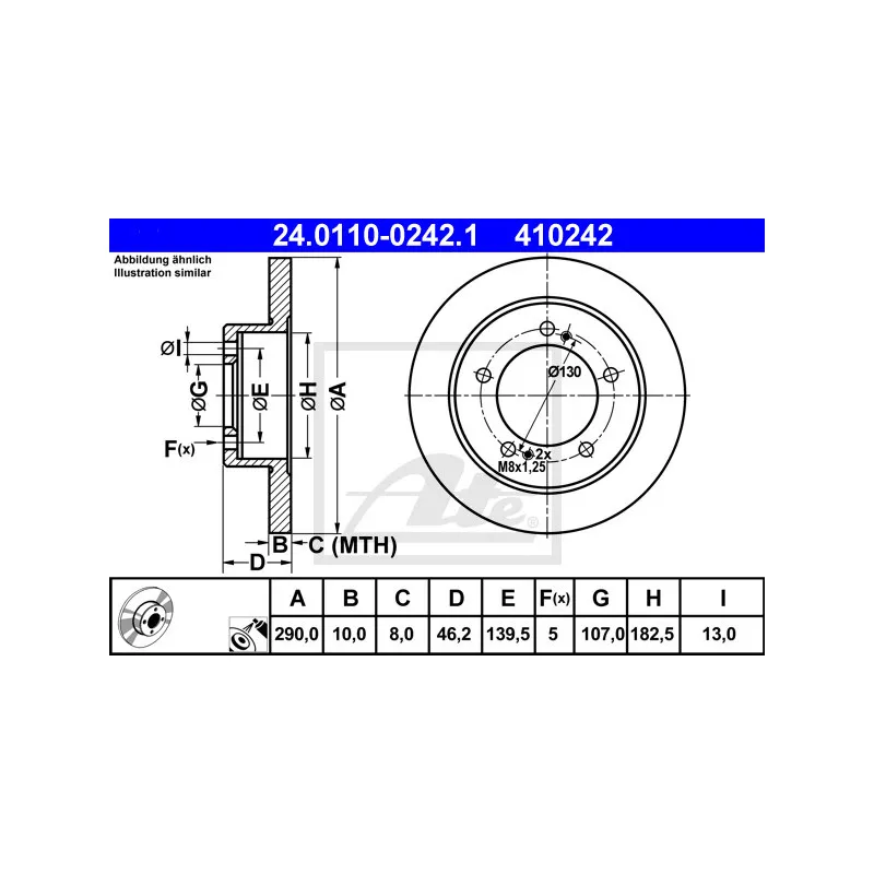 Jeu de 2 disques de frein avant ATE 24.0110-0242.1